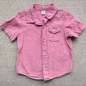 Red Button-Up Short Sleeve Pocket Shirt || Old Navy